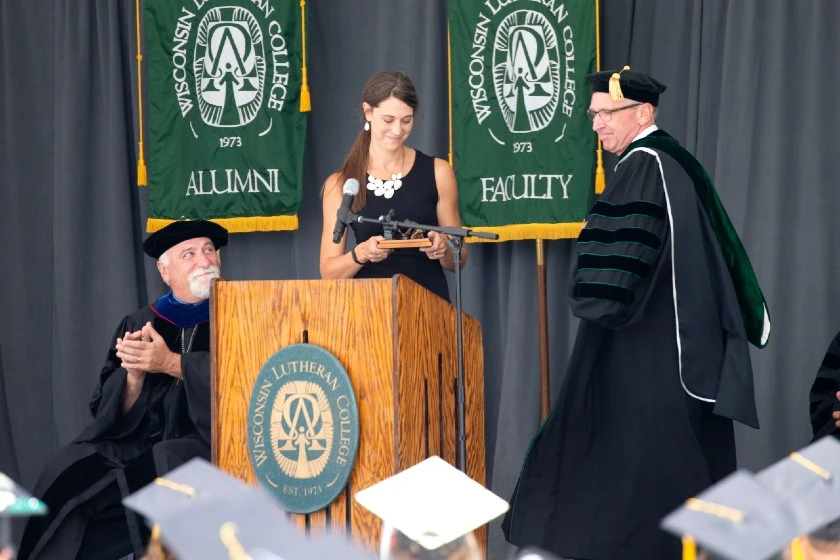 Image of Stacy Becker at her commencement address