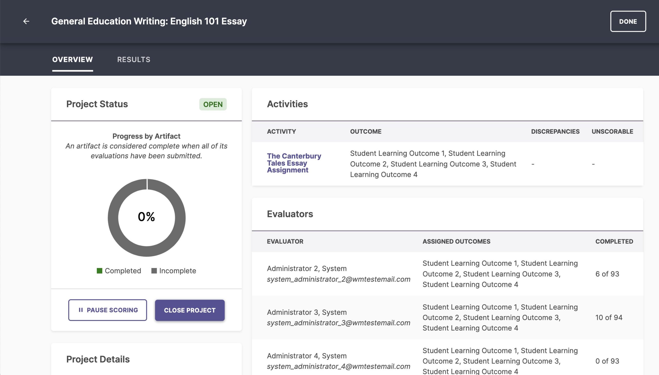 AP - Admin - Open Project Home Page - Overview